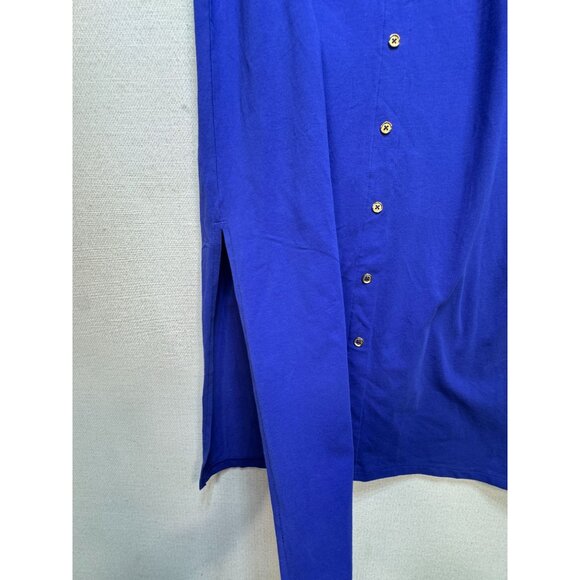 Duffield Lane Women's Button Up Shirt Dress Sleeveless Size S Blue Solid Stretch - Picture 5 of 8